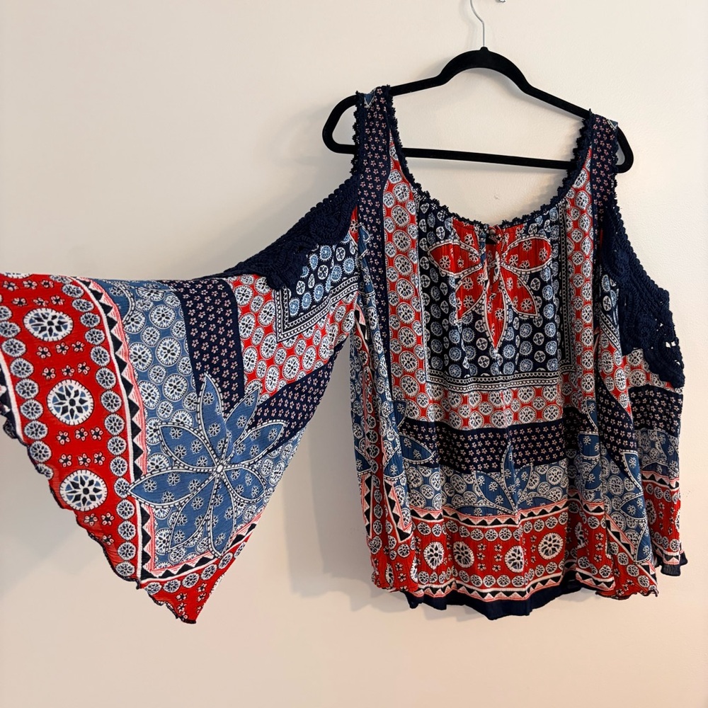 Bila Bohemian-Style Blouse with Bell Sleeves
